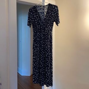 ASOS maternity + nursing navy polka dot dress